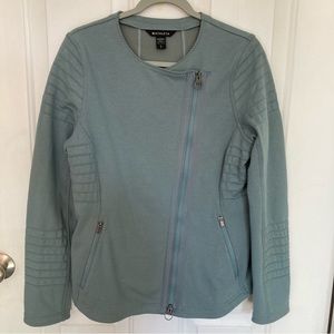 Athleta Moto Jacket - Large - Minimalistic Gray (muted teal) - Assymetrical Zip